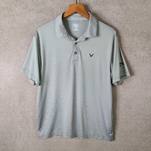 Callaway Opti-Dri Shirt Mens Large Green White Striped Short Sleeve Golf Polo